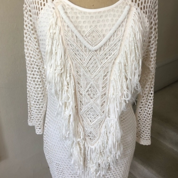 1. State Boho Crochet,  Beaded, Fringe dress - Picture 2 of 3